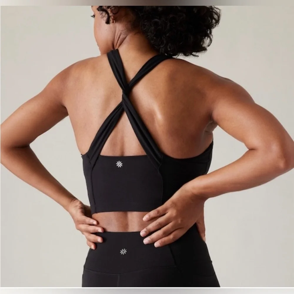 NWT-Athleta Black Conscious Twist Crop Bra, Extra Large D-DD - Picture 3 of 4